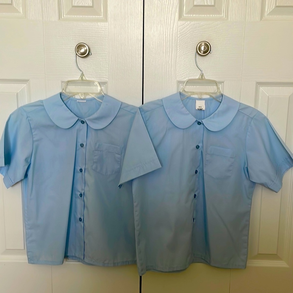 Girls Light Blue Peter Pan Blouses NWOT Size Medium